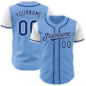 Custom Light Blue Royal-White Authentic Two Tone Baseball Jersey