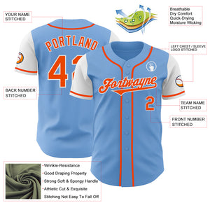 Custom Light Blue Orange-White Authentic Two Tone Baseball Jersey