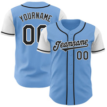 Load image into Gallery viewer, Custom Light Blue Black-White Authentic Two Tone Baseball Jersey
