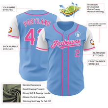 Load image into Gallery viewer, Custom Light Blue Pink-White Authentic Two Tone Baseball Jersey
