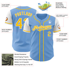 Загрузить изображение в средство просмотра галереи, Custom Light Blue Yellow-White Authentic Two Tone Baseball Jersey
