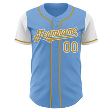 Charger l&#39;image dans la galerie, Custom Light Blue Old Gold-White Authentic Two Tone Baseball Jersey
