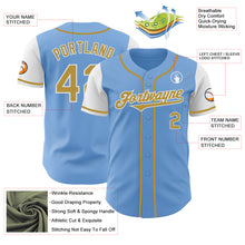 Charger l&#39;image dans la galerie, Custom Light Blue Old Gold-White Authentic Two Tone Baseball Jersey
