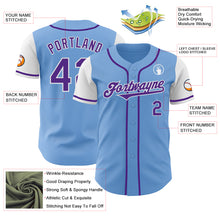 Загрузить изображение в средство просмотра галереи, Custom Light Blue Purple-White Authentic Two Tone Baseball Jersey
