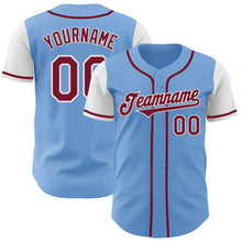 Загрузить изображение в средство просмотра галереи, Custom Light Blue Crimson-White Authentic Two Tone Baseball Jersey
