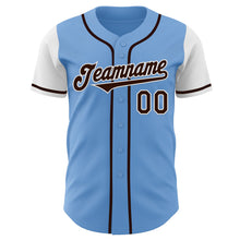 Load image into Gallery viewer, Custom Light Blue Brown-White Authentic Two Tone Baseball Jersey
