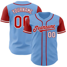 Загрузить изображение в средство просмотра галереи, Custom Light Blue Red-White Authentic Two Tone Baseball Jersey
