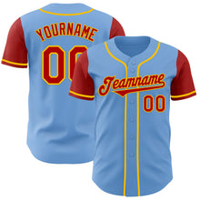 Charger l&#39;image dans la galerie, Custom Light Blue Red-Yellow Authentic Two Tone Baseball Jersey
