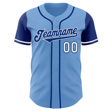 Custom Light Blue Royal-White Authentic Two Tone Baseball Jersey