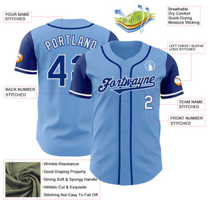 Custom Light Blue Royal-White Authentic Two Tone Baseball Jersey