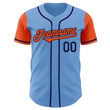 Загрузить изображение в средство просмотра галереи, Custom Light Blue Orange-Navy Authentic Two Tone Baseball Jersey
