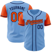 Загрузить изображение в средство просмотра галереи, Custom Light Blue Orange-Navy Authentic Two Tone Baseball Jersey
