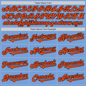 Custom Light Blue Orange-Black Authentic Two Tone Baseball Jersey