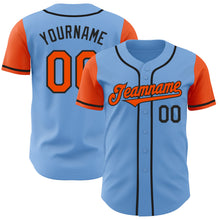 Load image into Gallery viewer, Custom Light Blue Orange-Black Authentic Two Tone Baseball Jersey
