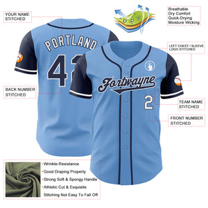 Custom Light Blue Navy-White Authentic Two Tone Baseball Jersey