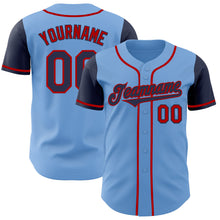 Charger l&#39;image dans la galerie, Custom Light Blue Navy-Red Authentic Two Tone Baseball Jersey
