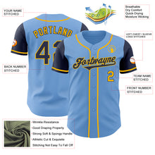 Load image into Gallery viewer, Custom Light Blue Navy-Gold Authentic Two Tone Baseball Jersey
