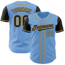 Charger l&#39;image dans la galerie, Custom Light Blue Black-Old Gold Authentic Two Tone Baseball Jersey
