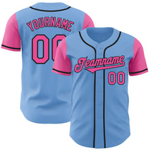 Load image into Gallery viewer, Custom Light Blue Pink-Black Authentic Two Tone Baseball Jersey
