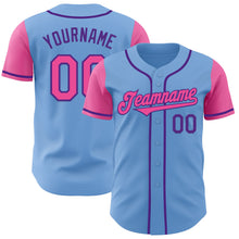 Load image into Gallery viewer, Custom Light Blue Pink-Purple Authentic Two Tone Baseball Jersey
