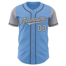 Load image into Gallery viewer, Custom Light Blue Gray-Steel Gray Authentic Two Tone Baseball Jersey
