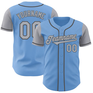 Custom Light Blue Gray-Steel Gray Authentic Two Tone Baseball Jersey