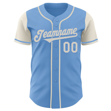 Custom Light Blue Cream Authentic Two Tone Baseball Jersey