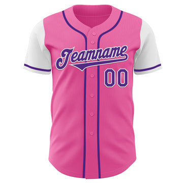 Custom Pink Purple-White Authentic Two Tone Baseball Jersey