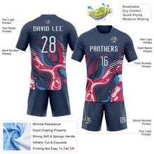 Load image into Gallery viewer, Custom Navy White Fluid Sublimation Volleyball Uniform Jersey
