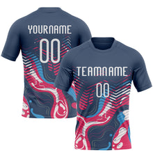 Загрузить изображение в средство просмотра галереи, Custom Navy White Fluid Sublimation Volleyball Uniform Jersey
