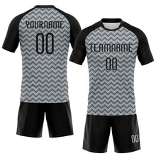 Load image into Gallery viewer, Custom Silver Black Geometric Shape Sublimation Volleyball Uniform Jersey
