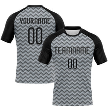 Laden Sie das Bild in den Galerie-Viewer, Custom Silver Black Geometric Shape Sublimation Volleyball Uniform Jersey
