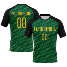 Laden Sie das Bild in den Galerie-Viewer, Custom Green Gold-Black Geometric Shape Sublimation Volleyball Uniform Jersey
