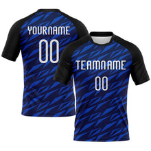 Charger l&#39;image dans la galerie, Custom Navy Thunder Blue-Black Geometric Shape Sublimation Volleyball Uniform Jersey
