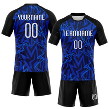 Load image into Gallery viewer, Custom Navy Thunder Blue-Black Lightning Sublimation Volleyball Uniform Jersey
