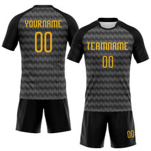 Load image into Gallery viewer, Custom Gray Gold-Black Geometric Shape Sublimation Volleyball Uniform Jersey
