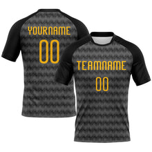 Laden Sie das Bild in den Galerie-Viewer, Custom Gray Gold-Black Geometric Shape Sublimation Volleyball Uniform Jersey
