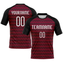 Laden Sie das Bild in den Galerie-Viewer, Custom Maroon White-Black Geometric Shape Sublimation Volleyball Uniform Jersey
