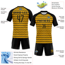 Laden Sie das Bild in den Galerie-Viewer, Custom Gold Black Geometric Shape Sublimation Volleyball Uniform Jersey
