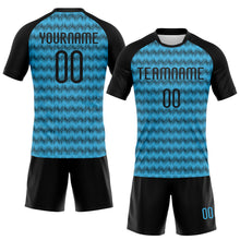 Laden Sie das Bild in den Galerie-Viewer, Custom Sky Blue Black Geometric Shape Sublimation Volleyball Uniform Jersey
