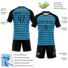 Laden Sie das Bild in den Galerie-Viewer, Custom Sky Blue Black Geometric Shape Sublimation Volleyball Uniform Jersey
