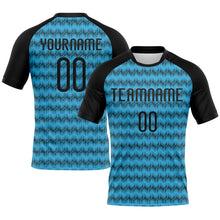 Laden Sie das Bild in den Galerie-Viewer, Custom Sky Blue Black Geometric Shape Sublimation Volleyball Uniform Jersey
