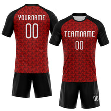 Load image into Gallery viewer, Custom Red White-Black Geometric Shape Sublimation Volleyball Uniform Jersey
