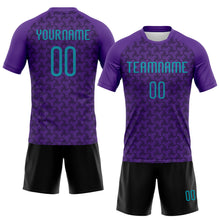 Laden Sie das Bild in den Galerie-Viewer, Custom Purple Teal-Black Geometric Shape Sublimation Volleyball Uniform Jersey
