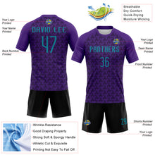 Charger l&#39;image dans la galerie, Custom Purple Teal-Black Geometric Shape Sublimation Volleyball Uniform Jersey
