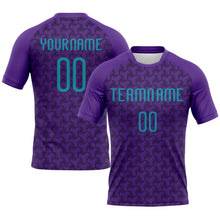 Laden Sie das Bild in den Galerie-Viewer, Custom Purple Teal-Black Geometric Shape Sublimation Volleyball Uniform Jersey
