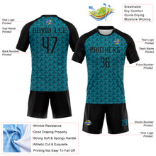 Загрузить изображение в средство просмотра галереи, Custom Teal Black Geometric Shape Sublimation Volleyball Uniform Jersey
