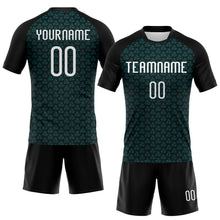 Laden Sie das Bild in den Galerie-Viewer, Custom Teal White-Black Geometric Shape Sublimation Volleyball Uniform Jersey
