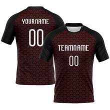 Load image into Gallery viewer, Custom Red White-Black Geometric Shape Sublimation Volleyball Uniform Jersey
