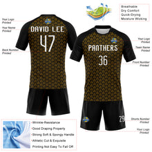 Load image into Gallery viewer, Custom Gold White-Black Geometric Shape Sublimation Volleyball Uniform Jersey
